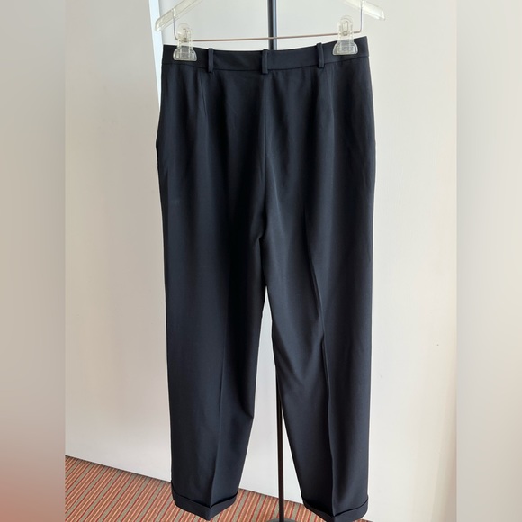Ann Taylor Stretch wool blend dress pant black flat front straight leg lined 6 - Picture 3 of 11